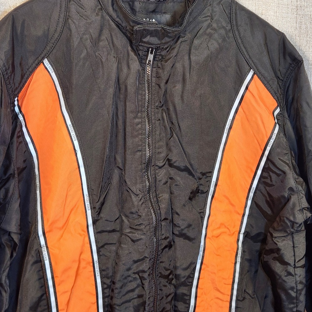 Biker Design Water Resistant Motorcycle Jacket Men's L Black Orange‎ Reflective - Picture 2 of 9